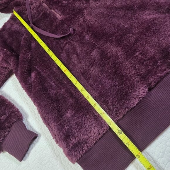 Aerie Faux Fur Plush Plum Purple Zip Teddy Hoodie - Picture 4 of 9